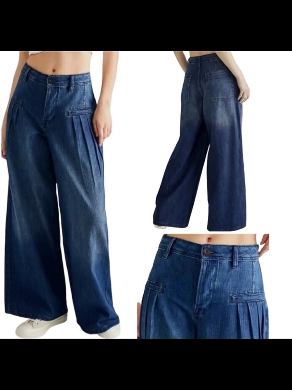 We The Free Charlie Wide Leg Jeans Raw Hem Lightweight Denim Size 28 altered
